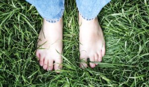 barefoot in the grass