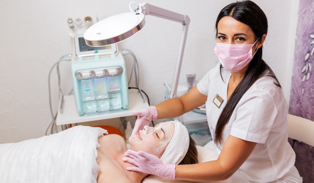 woman getting a facial