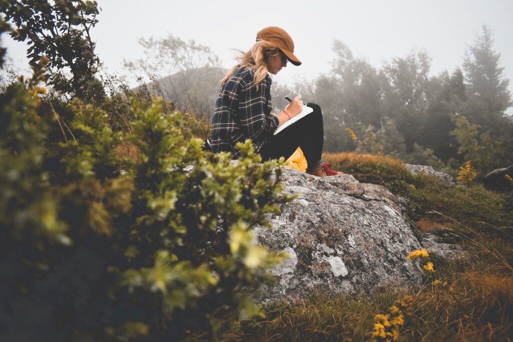 journaling outdoors